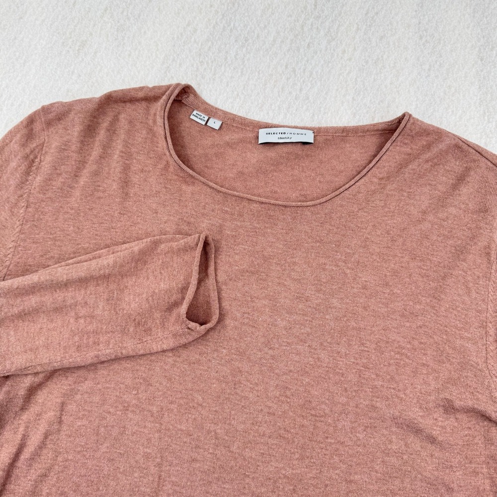 Selected Homme Mens Cotton/Silk Shddome Crewneck Shirt Dusty Rose Pink Large